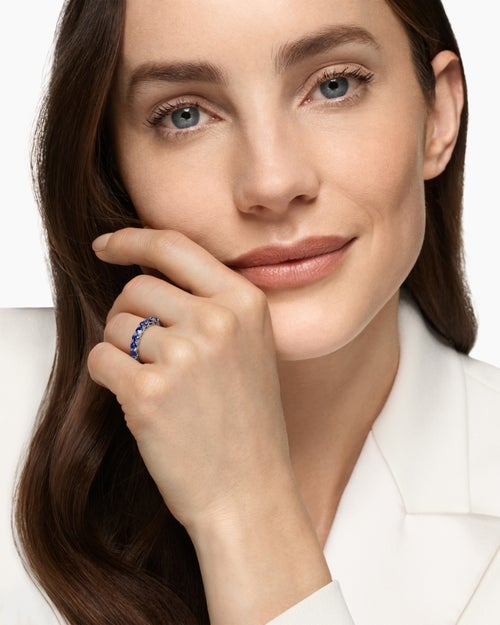 Womens DY Eden Partway Band Ring in Platinum, 3.4mm
