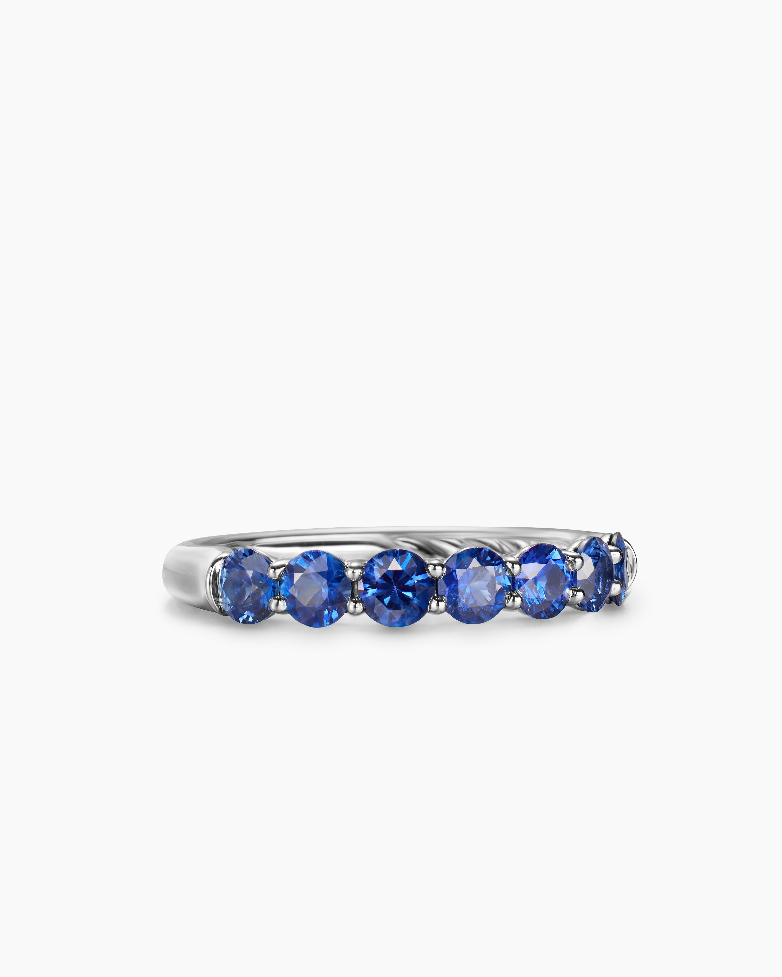 DY Eden Partway Band Ring Platinum with Blue Sapphires, 3.4mm