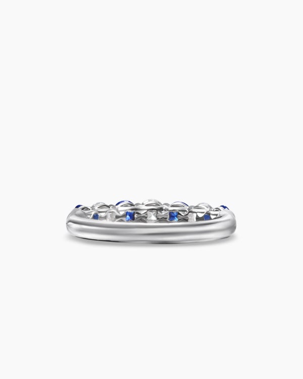 DY Eden Partway Band Ring in Platinum with Blue Sapphires and Diamonds, 3.4mm