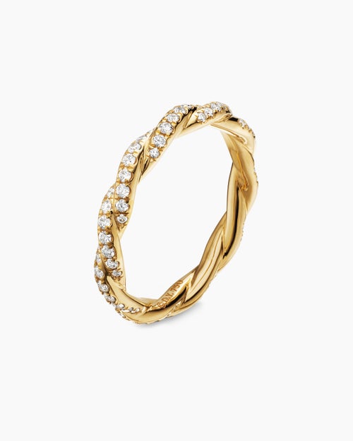 Womens DY Wisteria® Band Ring in 18K Yellow Gold with Diamonds, 2.8mm