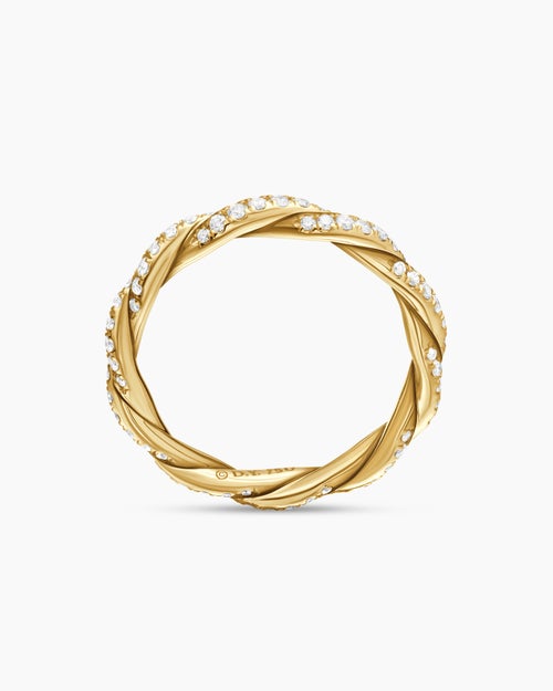 Womens DY Wisteria® Band Ring in 18K Yellow Gold with Diamonds, 2.8mm