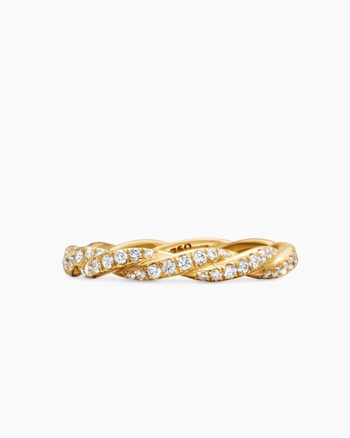 Womens DY Wisteria® Band Ring in 18K Yellow Gold with Diamonds, 2.8mm