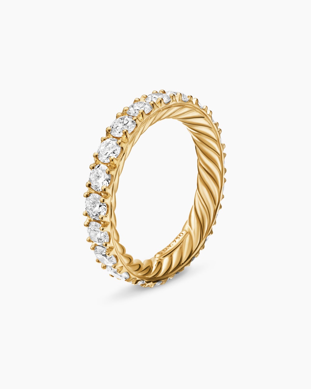 Anneau DY Éternité en or jaune 18 carats avec diamants, 3,2 mm femmes