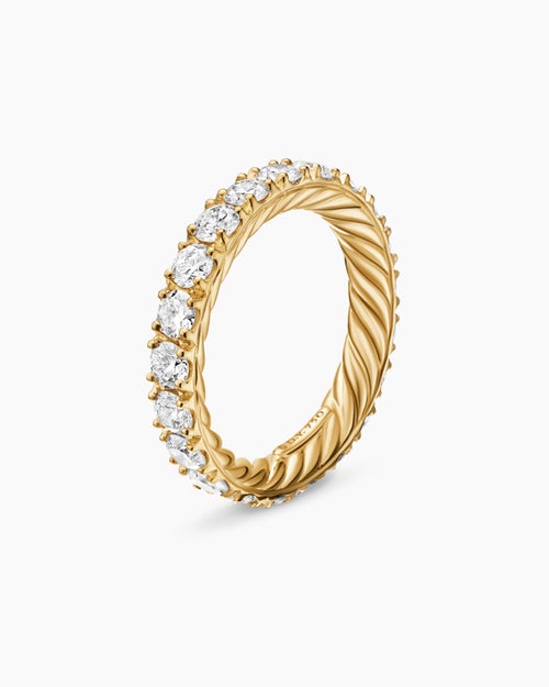 Womens DY Eden Eternity Band Ring in 18K Yellow Gold with Diamonds, 3.2mm
