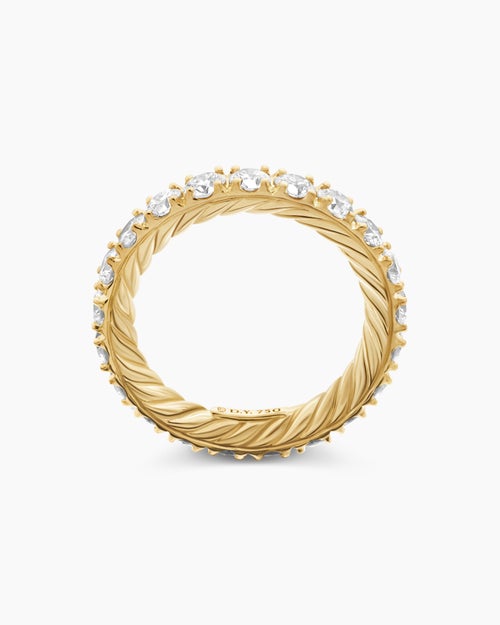 Womens DY Eden Eternity Band Ring in 18K Yellow Gold with Diamonds, 3.2mm