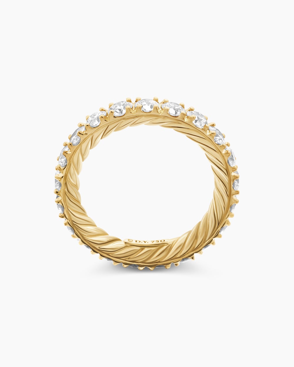 Anneau DY Éternité en or jaune 18 carats avec diamants, 3,2 mm femmes