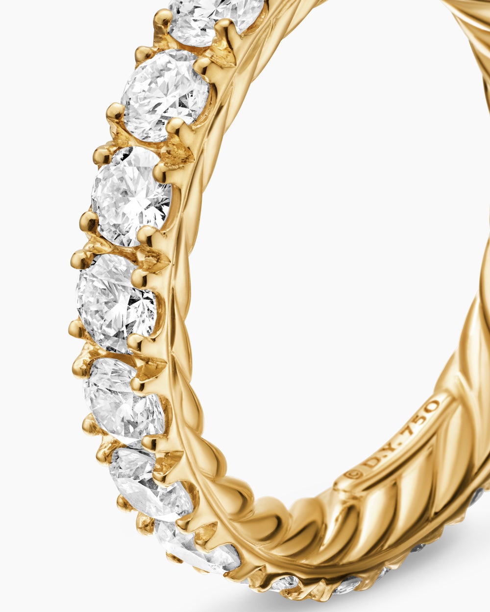 Anneau DY Éternité en or jaune 18 carats avec diamants, 3,2 mm femmes