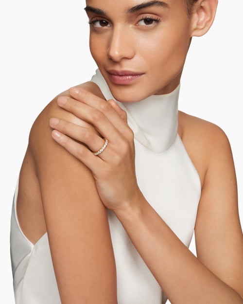 Womens DY Eden Eternity Band Ring in 18K Yellow Gold with Diamonds, 3.2mm