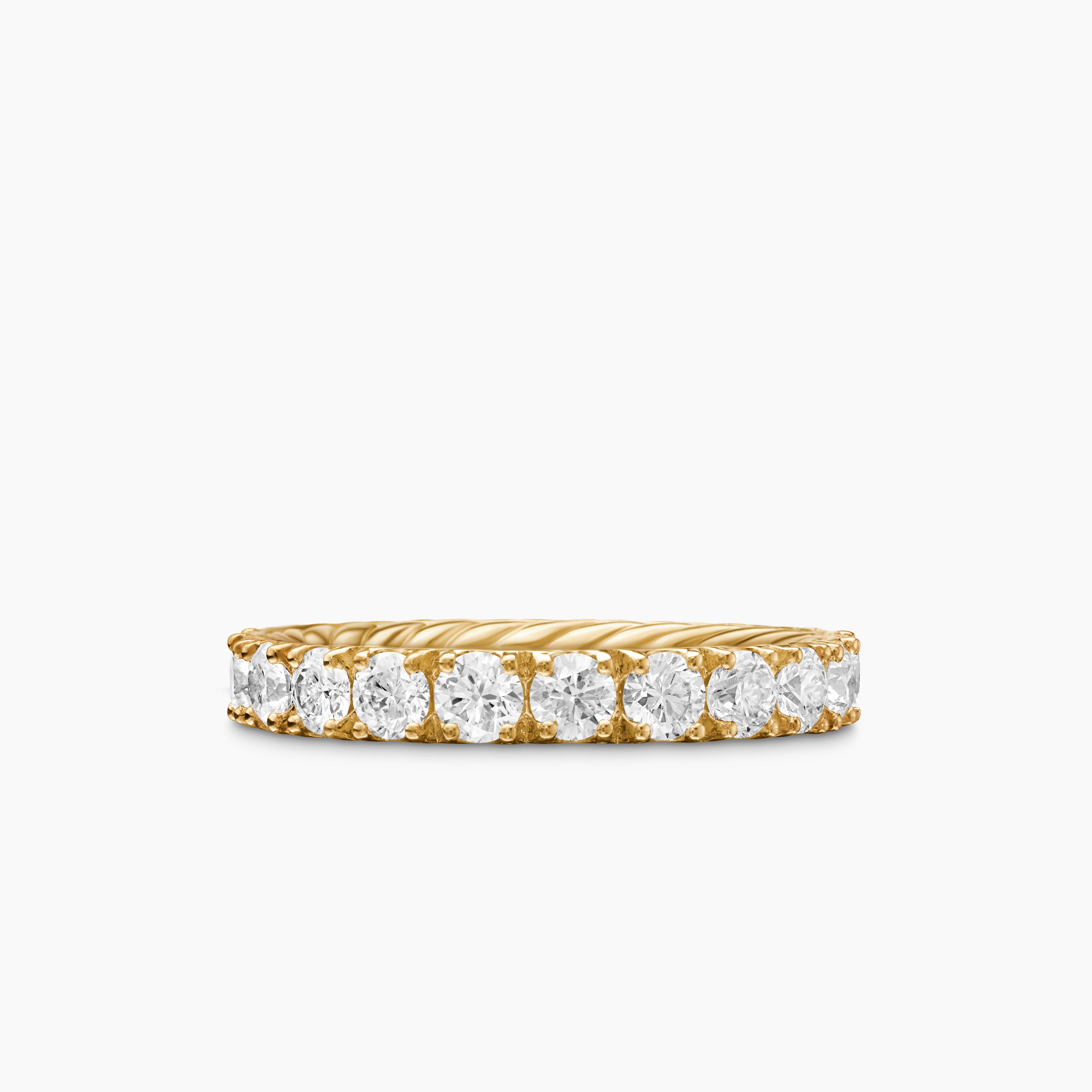Womens DY Eden Eternity Band Ring in 18K Yellow Gold with Diamonds, 3.2mm