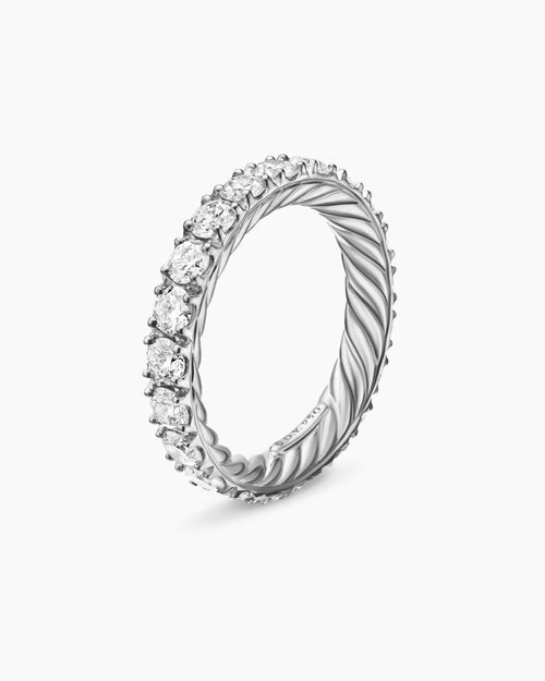 Womens DY Eden Eternity Band Ring in Platinum with Diamonds, 3.2mm