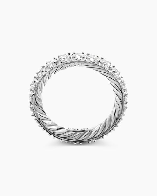 Womens DY Eden Eternity Band Ring in Platinum with Diamonds, 3.2mm