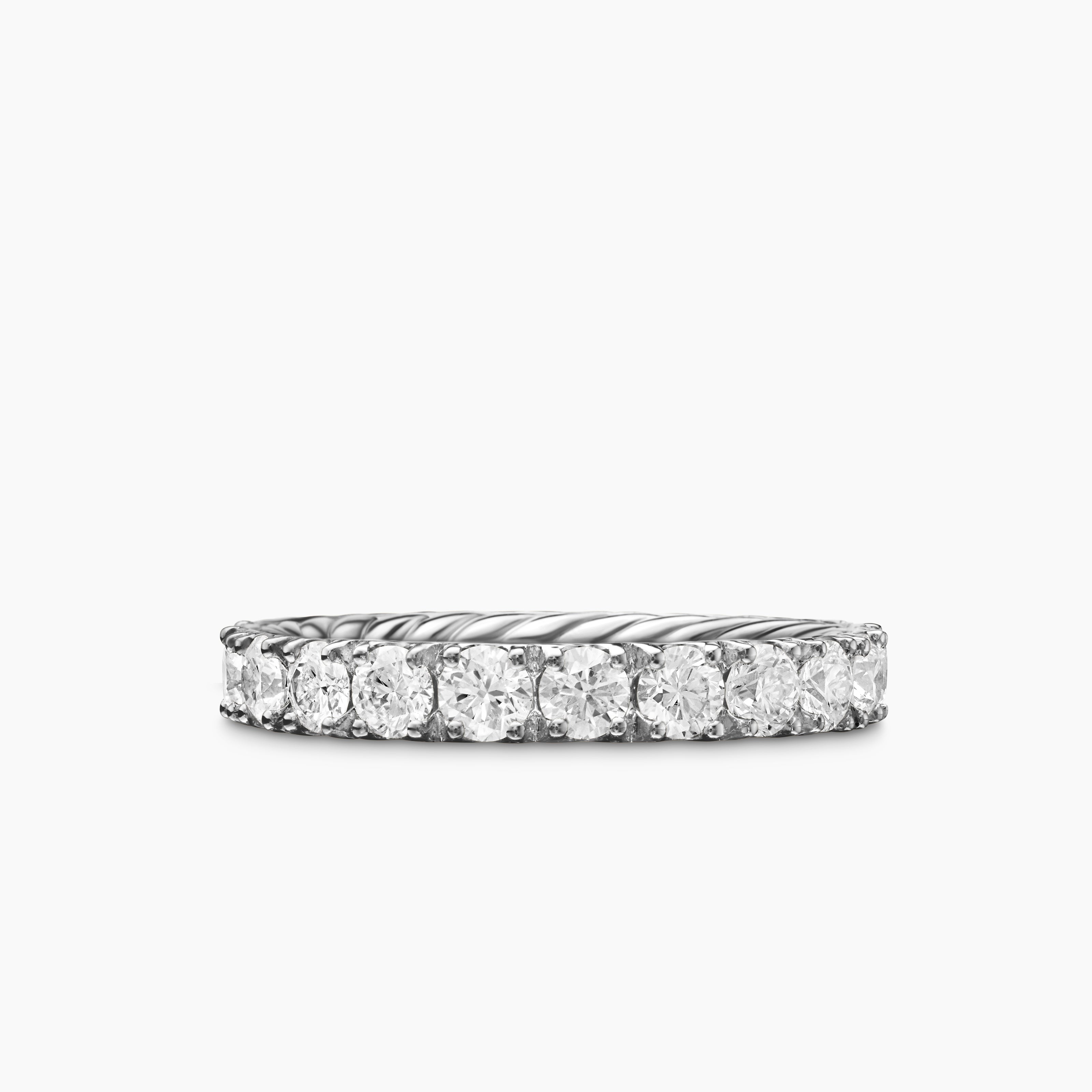 Womens DY Eden Eternity Band Ring in Platinum with Diamonds, 3.2mm