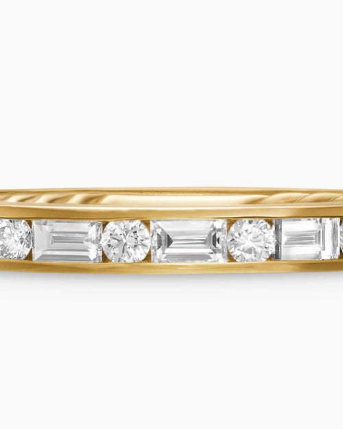 Womens DY Eden Partway Alternating Diamond Band Ring in 18K Yellow Gold with Diamonds, 2.8mm