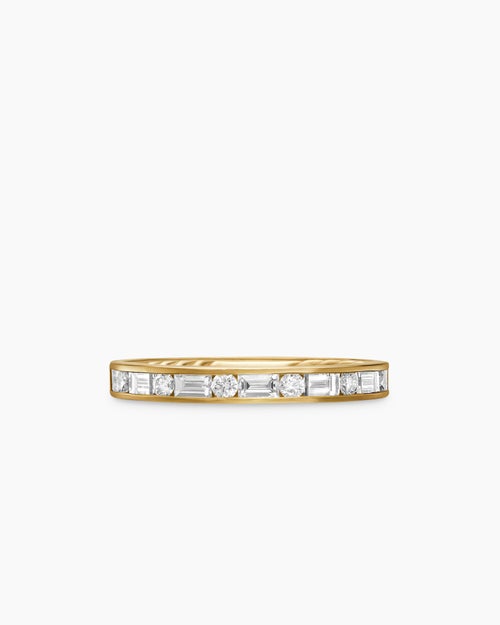 Womens DY Eden Partway Alternating Diamond Band Ring in 18K Yellow Gold with Diamonds, 2.8mm