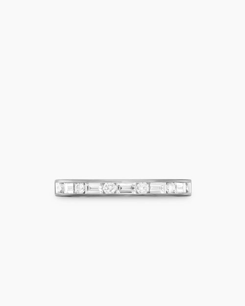 Womens DY Eden Partway Alternating Diamond Band Ring in Platinum, 2.8mm