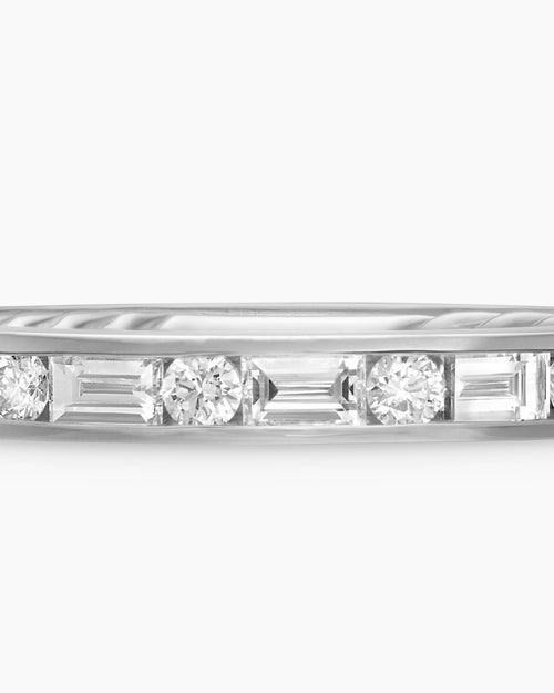 Womens DY Eden Partway Alternating Diamond Band Ring in Platinum, 2.8mm