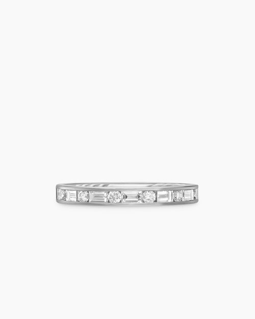 Womens DY Eden Partway Alternating Diamond Band Ring in Platinum, 2.8mm