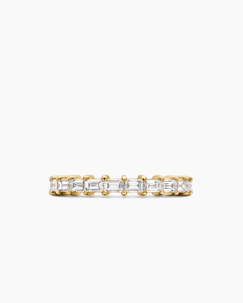 Womens DY Eden Partway Band Ring in 18ct Yellow Gold with Baguette Diamonds, 2mm
