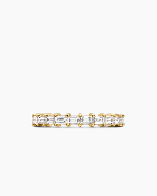 DY Eden Partway Band Ring in 18K Yellow Gold with Baguette Diamonds, 2mm