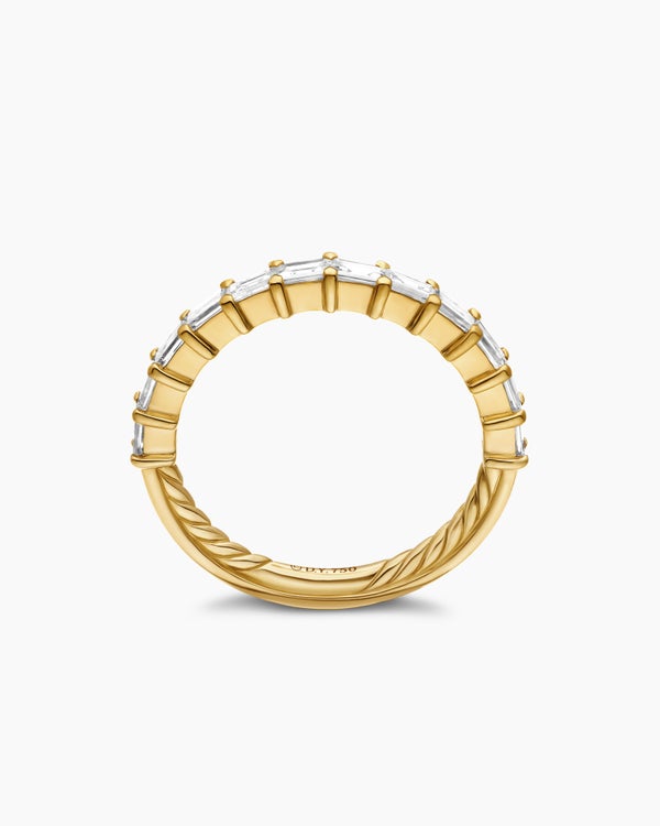 DY Eden Partway Band Ring in 18K Yellow Gold with Baguette Diamonds, 2mm