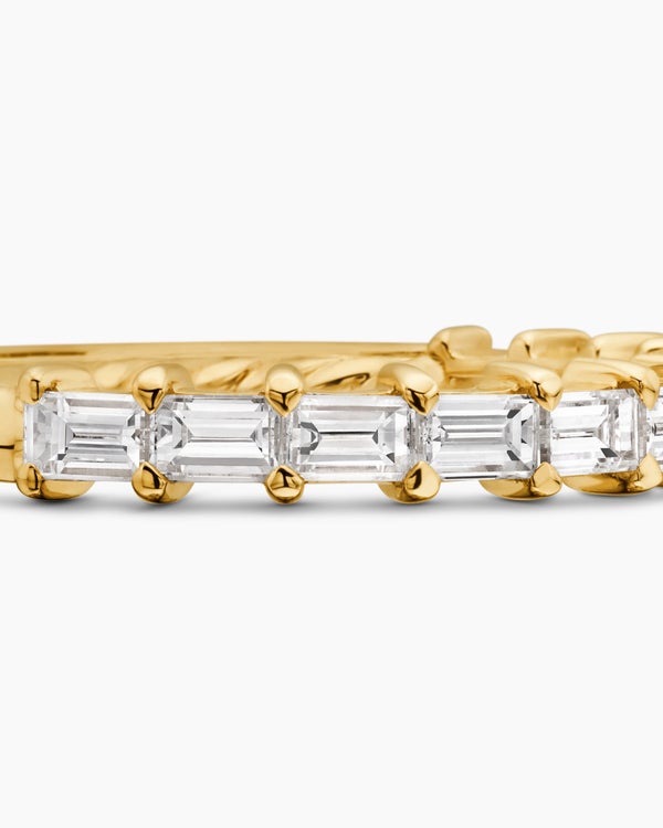 DY Eden Partway Band Ring in 18K Yellow Gold with Baguette Diamonds, 2mm