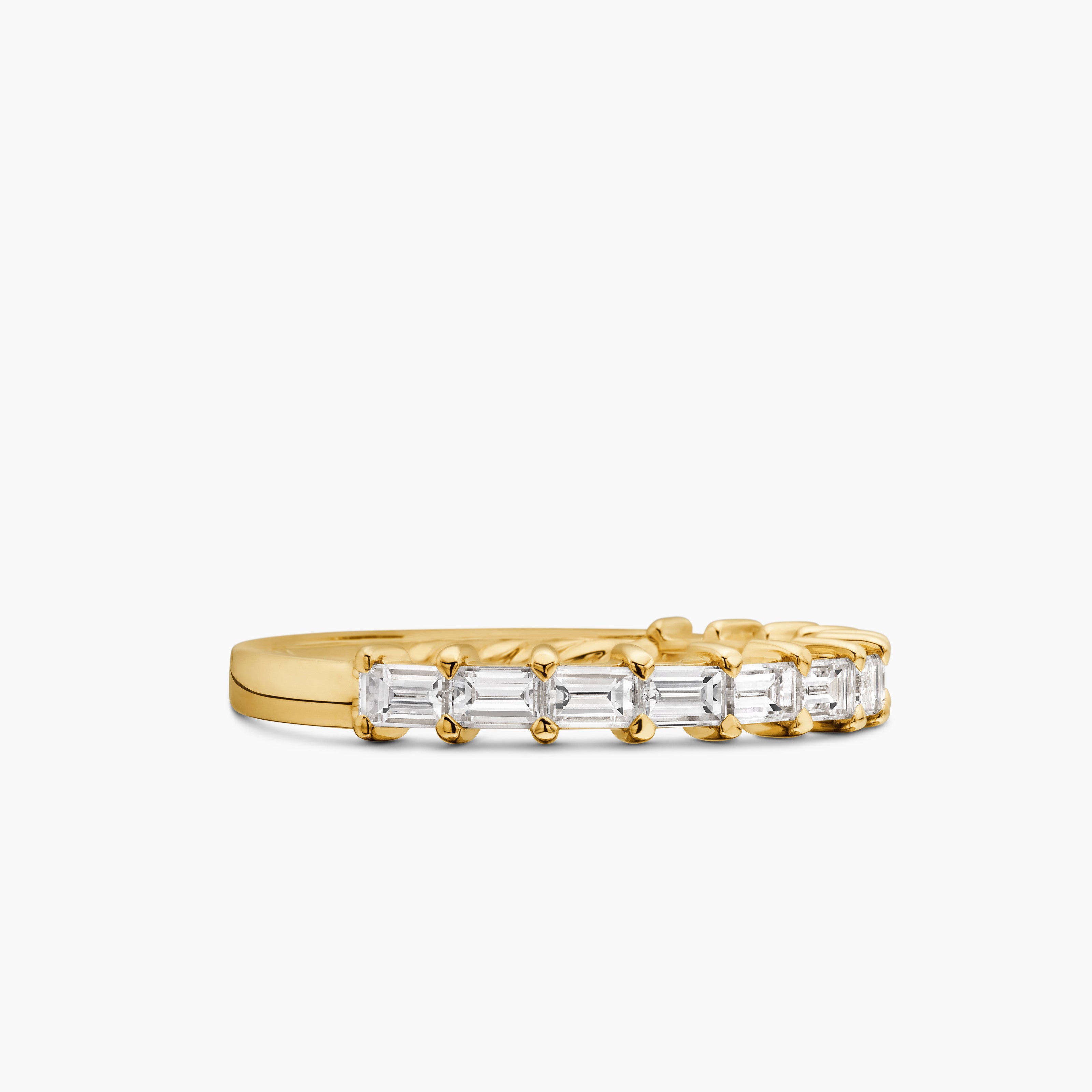 Womens DY Eden Partway Baguette Diamond Band Ring in 18K Yellow Gold, 2mm