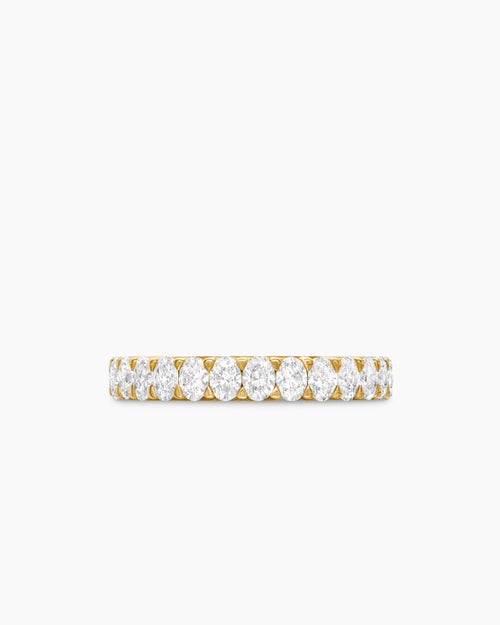 Womens DY Eden Oval Diamond Eternity Band Ring in 18K Yellow Gold, 3.5mm