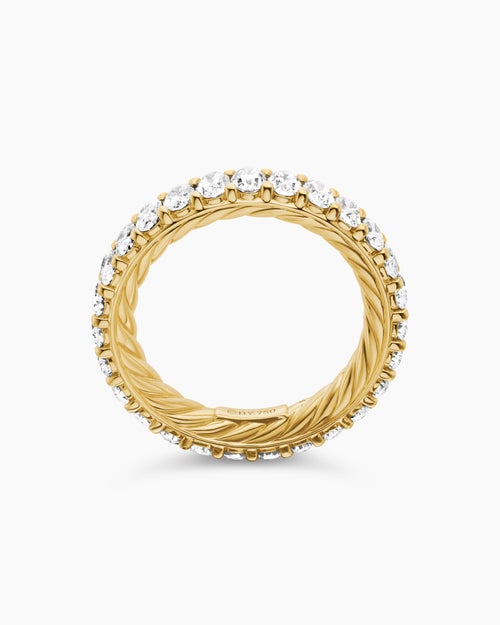 Womens DY Eden Oval Diamond Eternity Band Ring in 18K Yellow Gold, 3.5mm