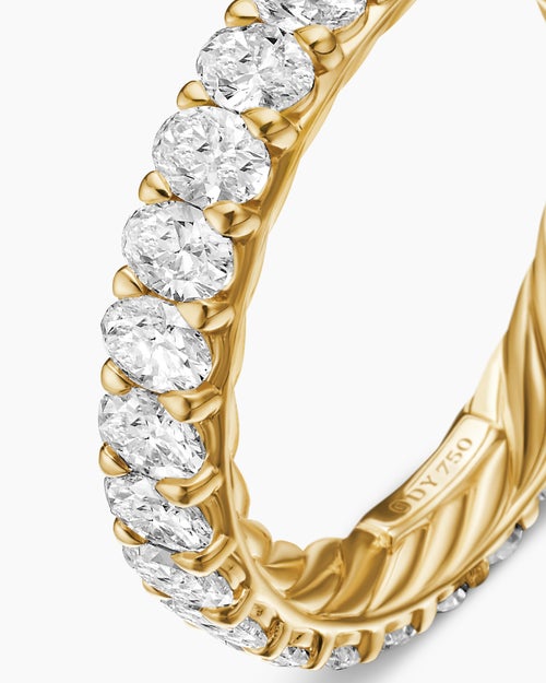 Womens DY Eden Oval Diamond Eternity Band Ring in 18K Yellow Gold, 3.5mm