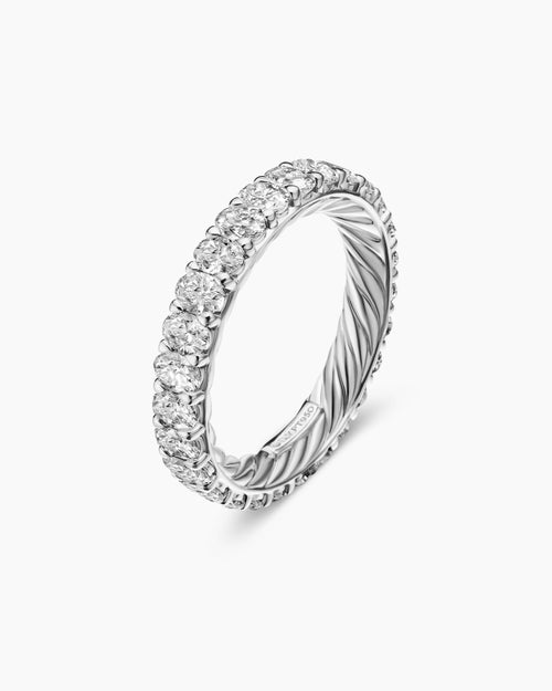 Womens DY Eden Oval Diamond Eternity Band Ring in Platinum, 3.5mm