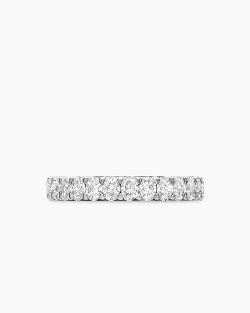 Womens DY Eden Oval Diamond Eternity Band Ring in Platinum, 3.5mm