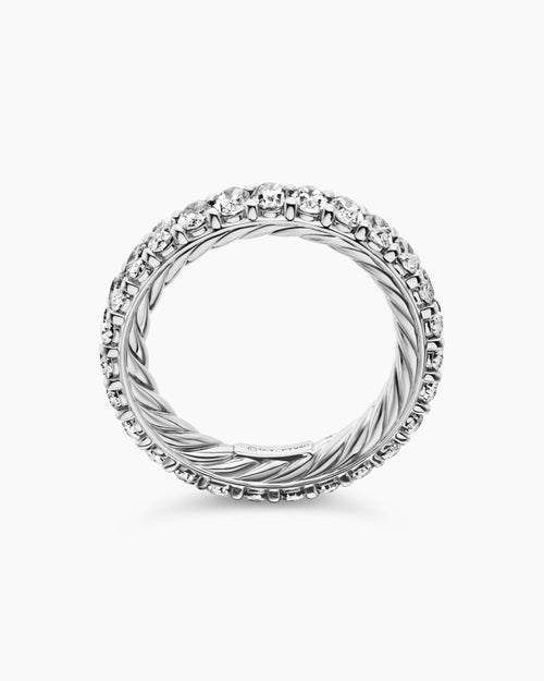 Womens DY Eden Oval Diamond Eternity Band Ring in Platinum, 3.5mm