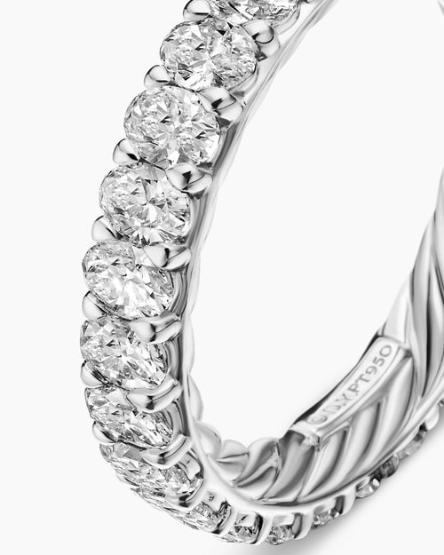 Womens DY Eden Oval Diamond Eternity Band Ring in Platinum, 3.5mm