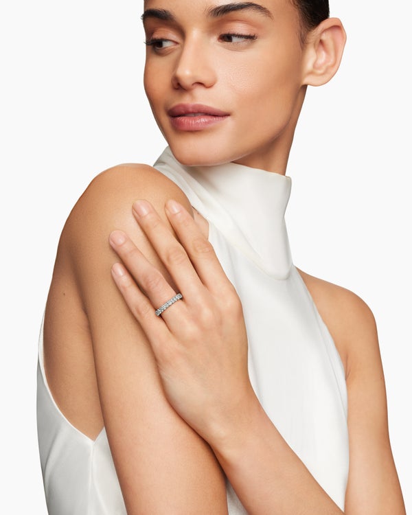 Anneau DY Eden éternité en platine avec diamants ovales, 3,5 mm