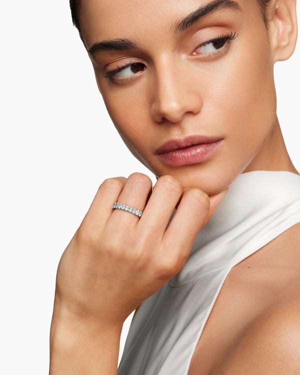 Anneau DY Eden éternité en platine avec diamants ovales, 3,5 mm