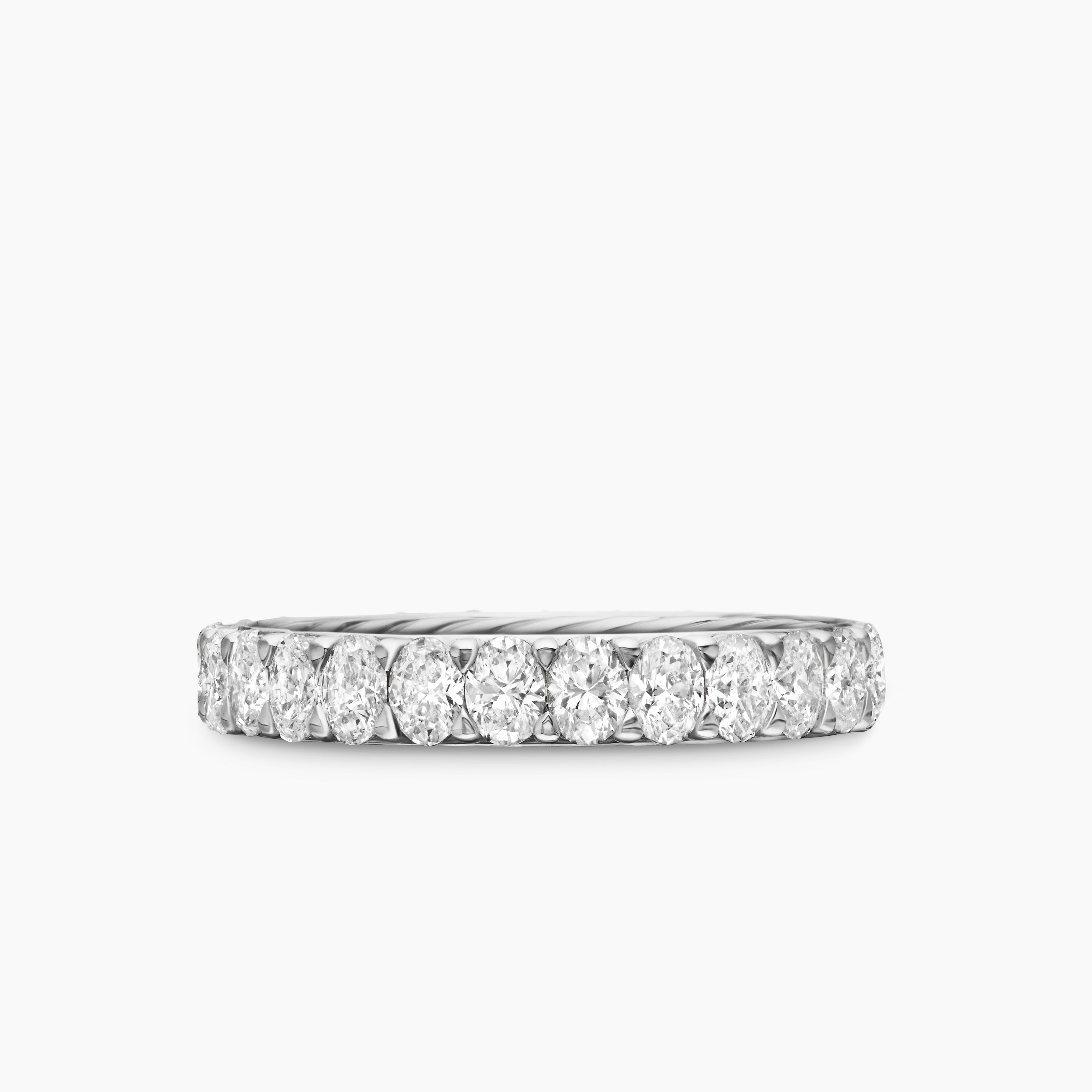 Womens DY Eden Oval Diamond Eternity Band Ring in Platinum, 3.5mm