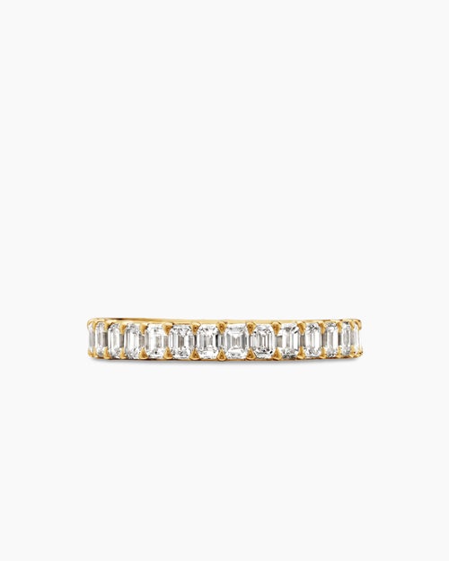 Womens DY Eden Emerald Diamond Eternity Band Ring in 18K Yellow Gold, 3.5mm