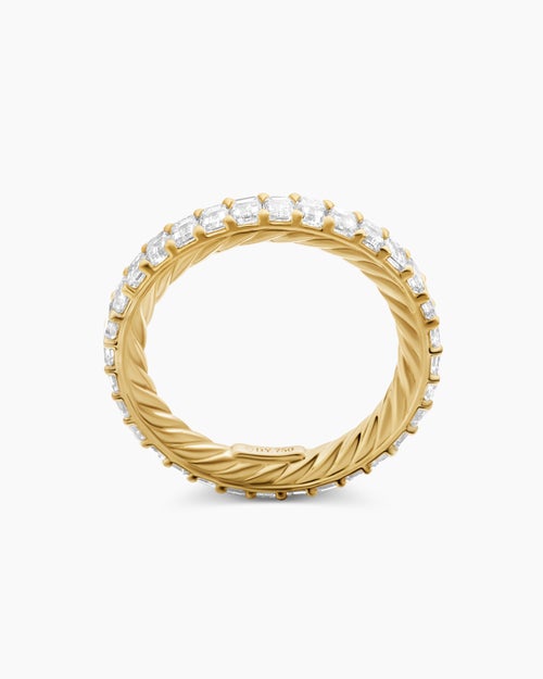 Womens DY Eden Emerald Diamond Eternity Band Ring in 18K Yellow Gold, 3.5mm