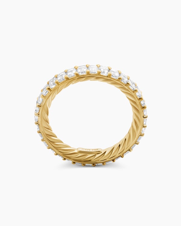 DY Eden Eternity Band Ring in 18K Yellow Gold with Emerald Diamonds, 3.5mm