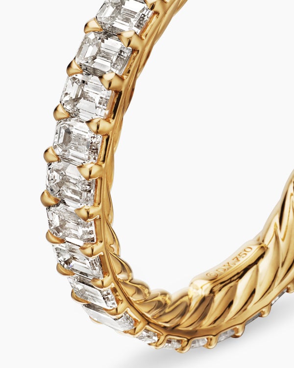 DY Eden Eternity Band Ring in 18K Yellow Gold with Emerald Diamonds, 3.5mm