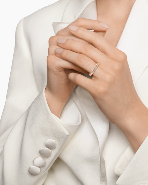 DY Eden Eternity Band Ring in 18K Yellow Gold with Emerald Diamonds, 3.5mm