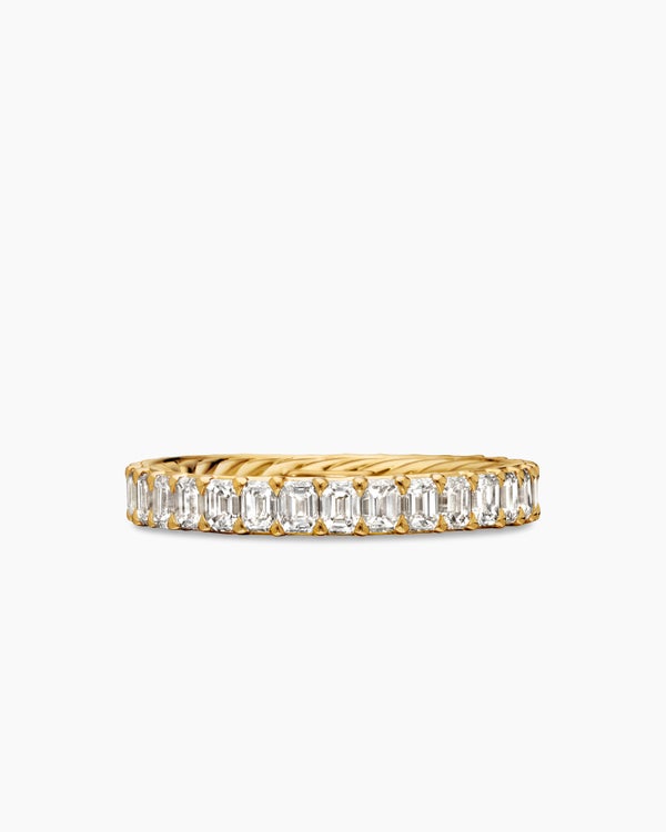 DY Eden Eternity Band Ring in 18K Yellow Gold with Emerald Diamonds, 3.5mm