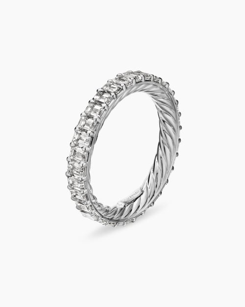 Womens DY Eden Eternity Band Ring in Platinum with Emerald Diamonds, 3.5mm