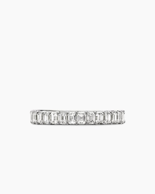 Womens DY Eden Eternity Band Ring in Platinum with Emerald Diamonds, 3.5mm