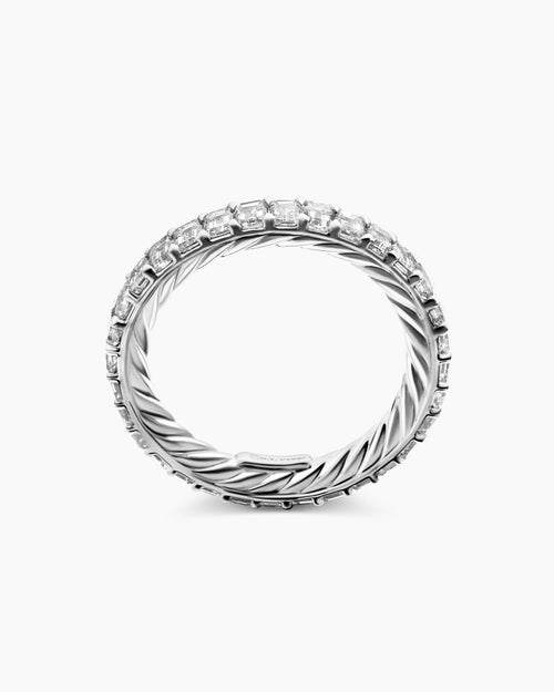 Womens DY Eden Eternity Band Ring in Platinum with Emerald Diamonds, 3.5mm