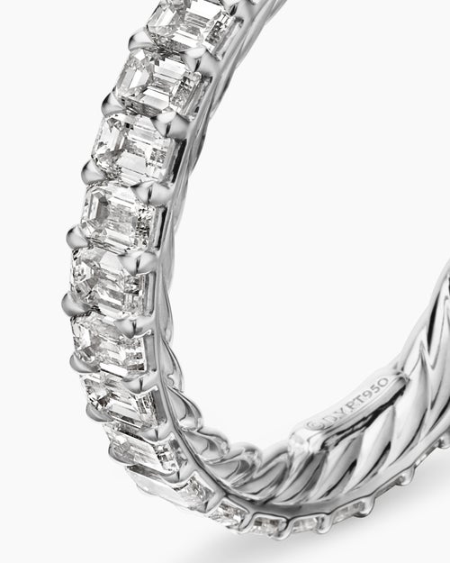 Womens DY Eden Eternity Band Ring in Platinum with Emerald Diamonds, 3.5mm