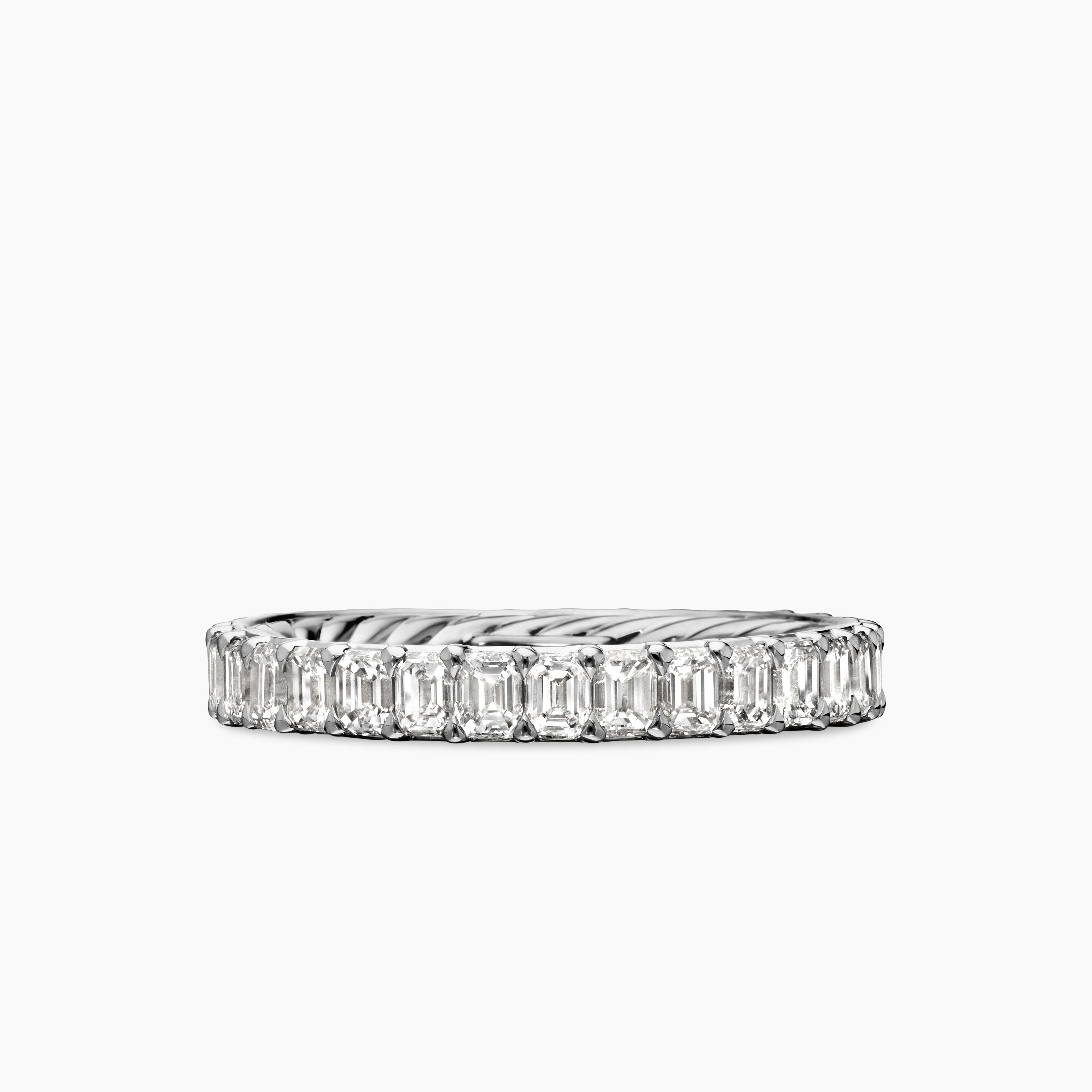 Womens DY Eden Emerald Diamond Eternity Band Ring in Platinum, 3.5mm