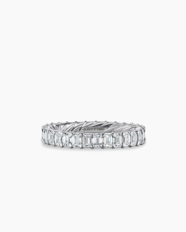 DY Eden Eternity Band Ring in Platinum with Emerald Diamonds, 3.5mm