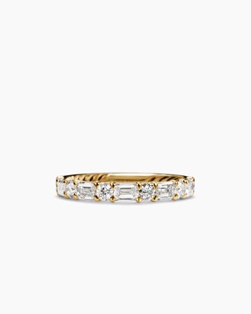 Womens DY Infinity Alternating Diamond Band Ring in 18K Yellow Gold, 3.3mm