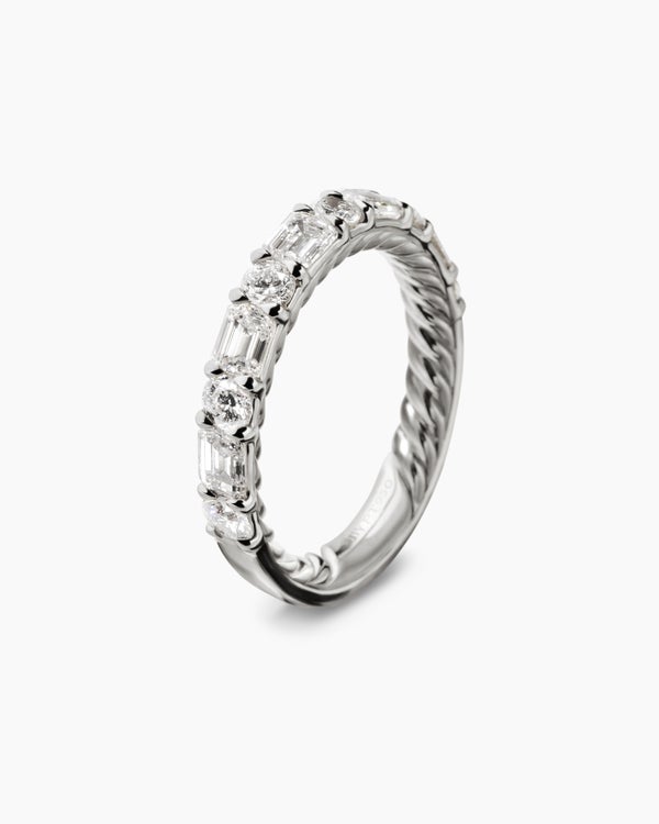 DY Infinity Alternating Band Ring in Platinum with Diamonds, 3.3mm